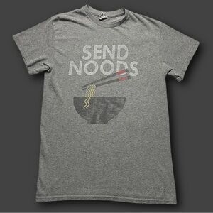 Send Noods gray funny retro ramen noodles graphic t-shirt - size medium